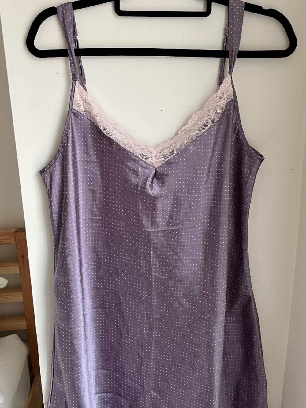 VINTAGE y2k Jessica purple polka dot lace slip dress chemise L